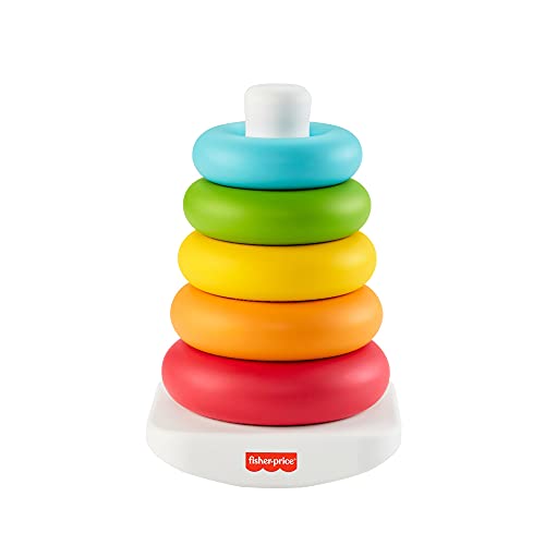 Fisher-Price Baby Stacking Toy Rock-A-Stack Rings with Roly-Poly Base for Ages 6+ Months, Made with Plant-Based…