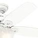 Hunter 42 inch Indoor Ceiling Fan with LED Light - White Ceiling Fan with Pull Chain, For Bedroom or Living Room, Standard Mount, No Remote, 5 Blades, Includes Bulbs - Builder 52217, Snow White