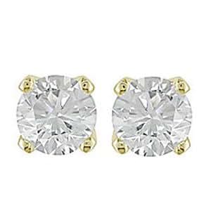 Amazon.com: 14k Yellow Gold Diamond Stud Earrings Screw Back (1/4 ctw