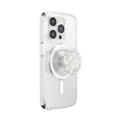 PopSockets Round Phone Grip Compatible with MagSafe, Adapter Ring Included, Phone Holder, Wireless Charging Compatible – Translucent He Loves Me Not