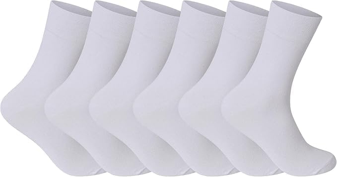 ITRAT Diabetic sock for Woman- Non Elastic Wide Honey Comb Top Soft Cuff Ankle Wide Grip Odema Friendly Non Binding Circulatory For Swollen Feet legs Size 4-7 (White, 6 Pairs)