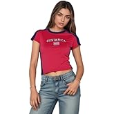 VCM El Salvador Jersey Y2K Baby Tee Graphic Tees for Women Crop Top Slim Fit Vintage Jersey 2000s Summer Going Out Tops