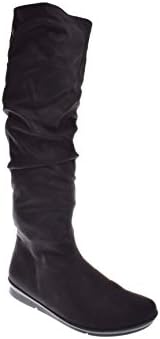 Bussola Coimbra Low Wedge Knee High Side Zip Boot - Microtec Black
