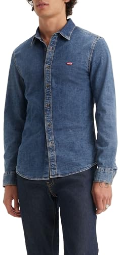 Long-Sleeve Battery Housemark Slim Camisa, Trinity Medium Wash, S Hombre