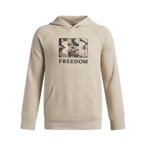 Under Armour Boys' Freedom Big Flag Logo Hoodie, (290) Desert Sand / / Marine O…