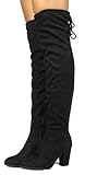 DREAM PAIRS HIGHLEG Women's Thigh High Fashion Over The Knee Strech Block Mid Heel Boots