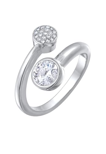 Elli Ring Damen Wickel Offen Silberfarben mit Kristallen