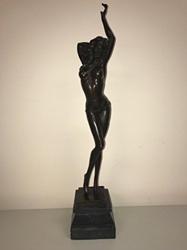 Bronze Brass Art girl bent over poster - HOT DANCER GIRL - THIN BODY - BIG BREASTS - POSING MODEL - SEXY TEASE - HEELS - DETAILED - sexy statues