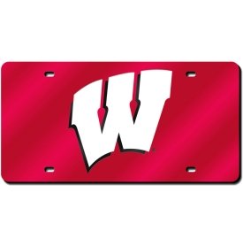 NCAA Wisconsin Badgers Laser Cut License Plate, Red