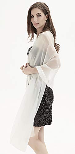 Alivila.Y Fashion Womens Organza Bridal Evening Soft Wrap Scarf Shawl-White Organza - Thumbnail 2