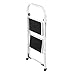 VonHaus Steel 2 Step Ladder Folding Portable Stool with 330lbs Capacity - Lightweight and Sturdy, White, 2 Step