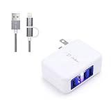 iphone charger, I-Bollon 24Watt 4.8A 4 port AC/DC travel charger adapter with 3ft 2 in 1 Lighting and micro to USB charging cable for iPhone 5/5C/5S/6S/6S PLUS/7/7 plus,IPad Air, Samsung, HTC and more