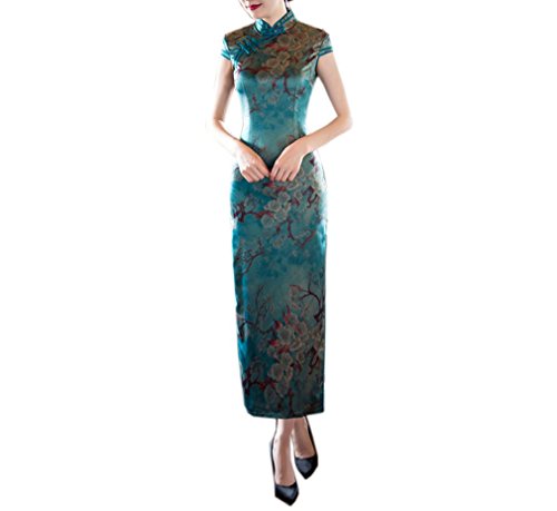 XueXian(TM) Women's Short Sleeve Chinese Long Cheongsam Qipao Dress Evening Gown