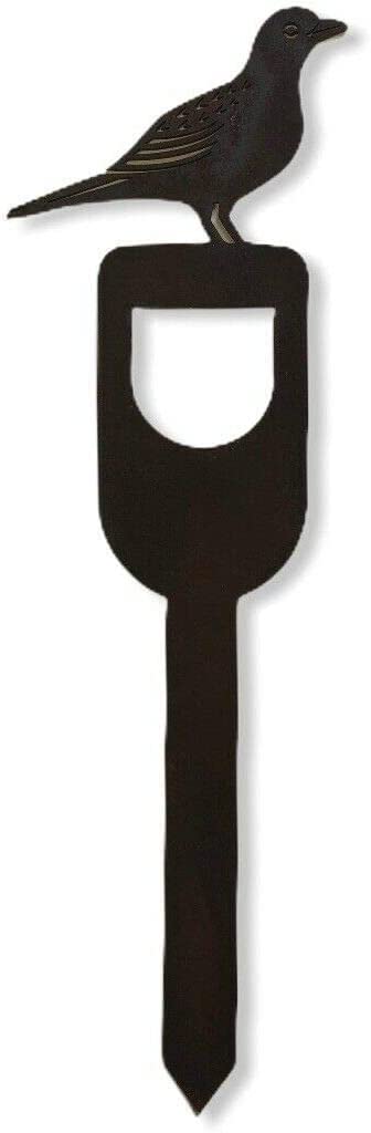 RUSTIC WAREHOUSE NORFOLK LIMITED Blackbird On A Spade Handle Garden Decoration, Gardening Gift, Feature, Rusty Metal Ornament, Bird Decor, Unique