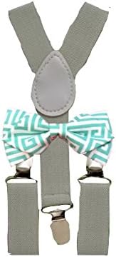 Gray Suspender and Bow ties Set Combo in Kids Boys Toddler Baby