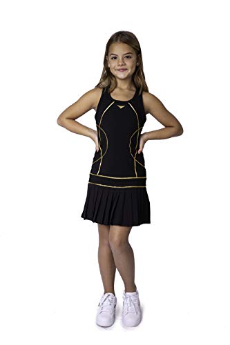 Vestido de tenis plisado negro para niñas, vestido de tenis para jóvenes, equipo de tenis para niñas, vestido de golf para niñas, ropa deportiva para niñas