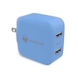 Wall Charger 24W 4.8A Wanshine Smart Dual Port USB Travel Charger for iPhone iPad, Samsung Galaxy, HTC Nexus Moto Blackberry(Charges Fast and Quickly) - Blue