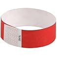 EventWristbands Premium 1" Tyvek Wristbands (500 Count, Bright Red) - Red, Green, Blue, Yellow & Orange Colored Event Wristband Paper Bracelets - Neon Wrist Bands For Parties, Festivals, Fairs