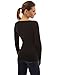 PattyBoutik Women Crochet Eyelet Inset V Neck Knit Top (Black Small)