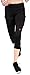 MYoga Women's Yoga Pants Workout Capri Leggings Running Tights w Side Pocket (L, Black)