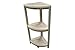 CoastalVogue Snazzy Corner Three Tier Shelf Waterproof Teak Wood Shower Bench Stool Seat Chair For Inside Shower Provides Safety, Storage and Organization For Bathroom Accessories, in Antique White