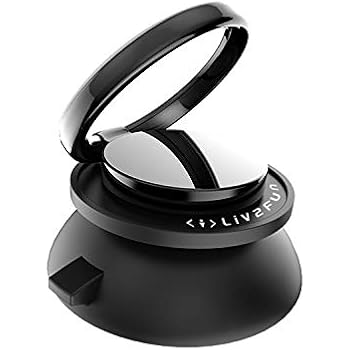 Liv2Fun Phone Ring Holder, Detachable Collapsible Phone Grip, Removable Suction Cup Ring Stand Compatible with Magnetic Car Mount, Black (1 Pack)