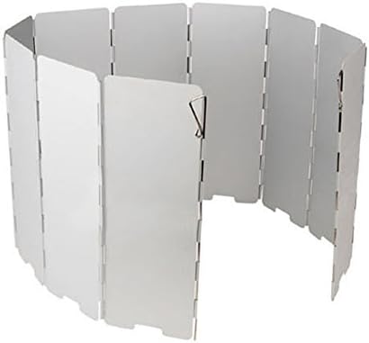 Aluminum Windscreen, YOBOKO Lightweight Windshield 10 Plates Folding Wind Screen for Camping Picnic Cooker Stove (Foldable 10 Plates)