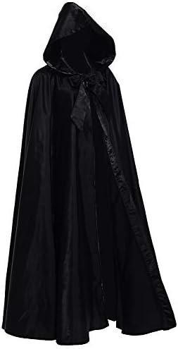 Pack De 2 Disfraces Halloween – Capa Con Capucha Y Collar Cruz, Estilo Vampiro/muerte, Adulto, Color Negro
