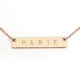 Personalized Name Plate Bar Necklace Gold Silver Rose Gold Initial Necklace - Both Sides Stamped