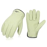 Vgo 3Pairs Unlined Men's Pigskin Leather Work Gloves, Drivers Gloves(Size M,Light Cyan,PA9501)