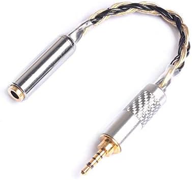 hellodigi M2F3 2.5mm Male to 3.5mm Female Stereo Audio Adapter—Headphones Adapter, Audio Connector Plug Gold Plated for Car Mp3 Audio Device Earphones (Black-Gold)