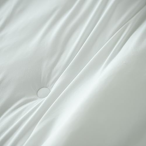 KASENTEX Lightweight Jersey Knit California King Comforter Set - Soft Bed Set - Noiseless Duvet Insert 3 Piece Solid Breathable– Light King Comforter with 2 Pillow Shams (White, 96x106”)