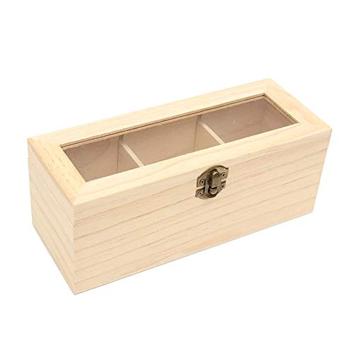 image for Vaorwne Wood Tea Caddies Tea Bag Jewelry Organizer Chest Storage Box 3