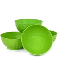 Mintra Unbreakable Plastic Bowl, GREEN 4pk - Large, 1.8L, 60oz, 7.75inW x 3.25inH - (Part Of A Set) - Salad, Snacks, Breakfast Cereal, Fruit, Popcorn, Soup, Colorful, Shatterproof, BPA Free