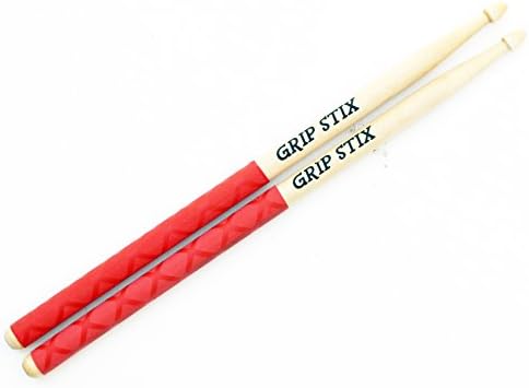 GRIP STIX 13" Long RED NON-SLIP GRIP Drumsticks for Kids - Ideal for All Drumming, Cardio Fitness, Aerobic & Workout Exercises