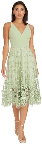 Amazon.com: Dress the Population Women's Blair Plunging Fit and Flare Midi Dress  Dress, Navy/Nude, XXS : Clothing, Shoes & Jewelry