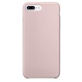 Rotking Liquid Silicone Gel Rubber Case Soft Microfiber Cloth Lining Cushion Compatible with Apple iPhone 8 Plus (2017) / iPhone 7 Plus (2016) - Pink Sand