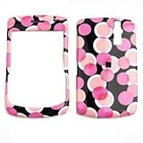 Blackberry 8300 Curve Faceplate Snap-on Protective Cover - Pink Dots on Black