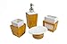 Bamboo Bathroom Accessories Set – Wood Bathroom Set Complete with Soap Dispenser, Toothbrush Holder, Soap Holder, Mug – Bamboo Wood Bathroom Modern Vanity Set