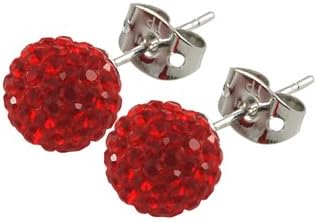Tresor Paris Disco Ball Stud Earrings - Allergy Free Titanium - 6mm Red