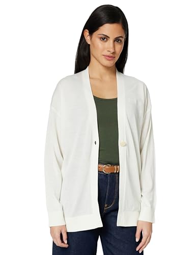 Armani Exchange Pull Cardigan à Un Bouton pour Femme avec Logo siglé Ton sur Ton, Blanc, S, Iso, S