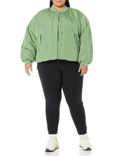 AMAZON ESSENTIALS WOMEN’S RELAXED-FIT RECYCLED POLYESTER PADDED CROPPED BOMBER JACKET (AVAILABLE IN PLUS SIZE) (PREVIOUSLY AMAZON AWARE), SAGE GREEN, 3X
