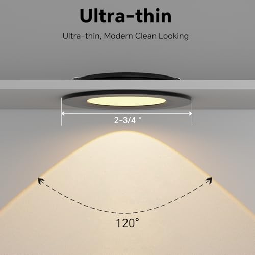 Acegoo 12 Volt LED Puck Light, RV Boat Recessed Mount Ceiling Light, Under Cabinet Camper Vans Caravan Cabin Truck Motorhome Interior Lighting, 6 Pack (Black Finish Warm White)