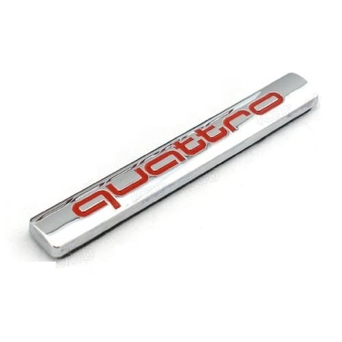 Chrome Red Audi Quattro Badge Emblem