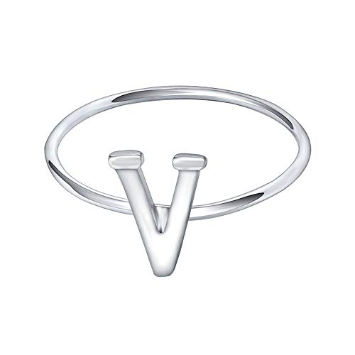 AOEDEJ Simple Initial Rings Capital Letter Ring 925