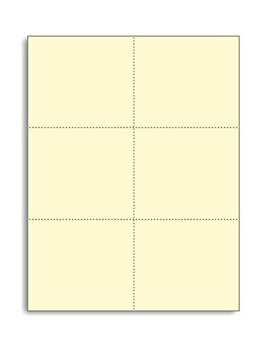 Laser Printer Blank Perforated Cards 6 up per Page, for School registration cards, Flower Delivery Cards, Inventory Tags, Wedding Response Cards, RSVP Cards, Trip Tickets, ETC. (300 Manila Cards) - Thumbnail 2