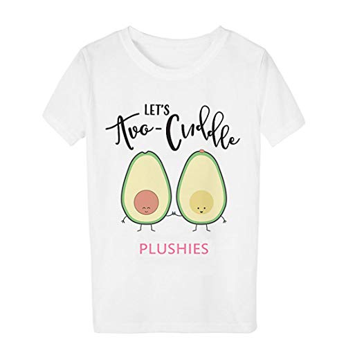 Let's Hug-Cuddle T-Shirt Women's Short Sleeve Avocado Print Fresh Summer Tops White