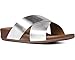 FitFlop Women's Aix Leather Slide Sandals Dress, Silver, 8 M US