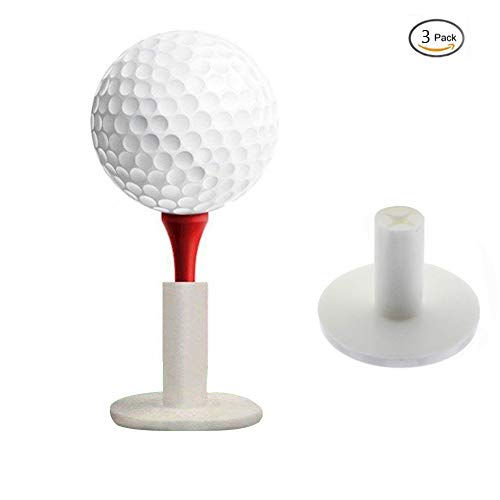 KOFULL Durable Golf Rubber Tees Holder Golf Mat Range Tee Driving Range Practice Mat Pack of 3 (White)