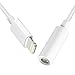 Headphone Adapter to 3.5mm earbuds Jack Adapter Earphone for iPhone 7 and 7 Plus Lightning Connection Converter (White) [2 Pack]